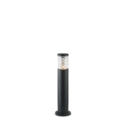 Stalp LED exterior negru mat, IP44, dispersor transparent cu lamele, montaj pe suprafata, inaltime 60 cm