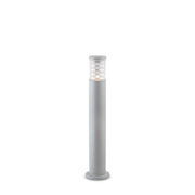 Stalp LED exterior de gradina, IP44, corp aluminiu gri, difuzor transparent cu lamele, inaltime 80 cm, montaj pe sol
