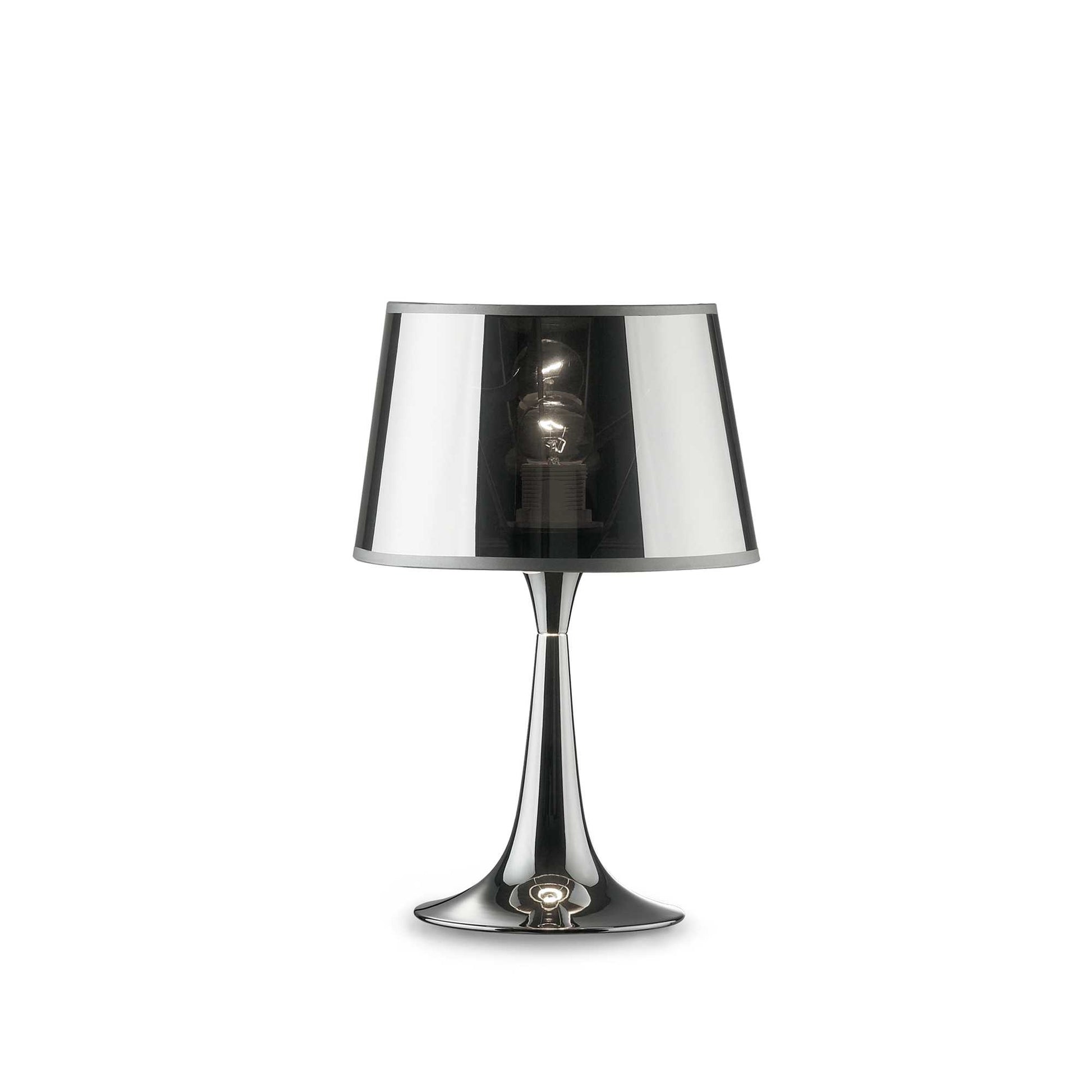 Veioza de masa crom lucios cu abajur reflectorizant, soclu E14, design italian compact