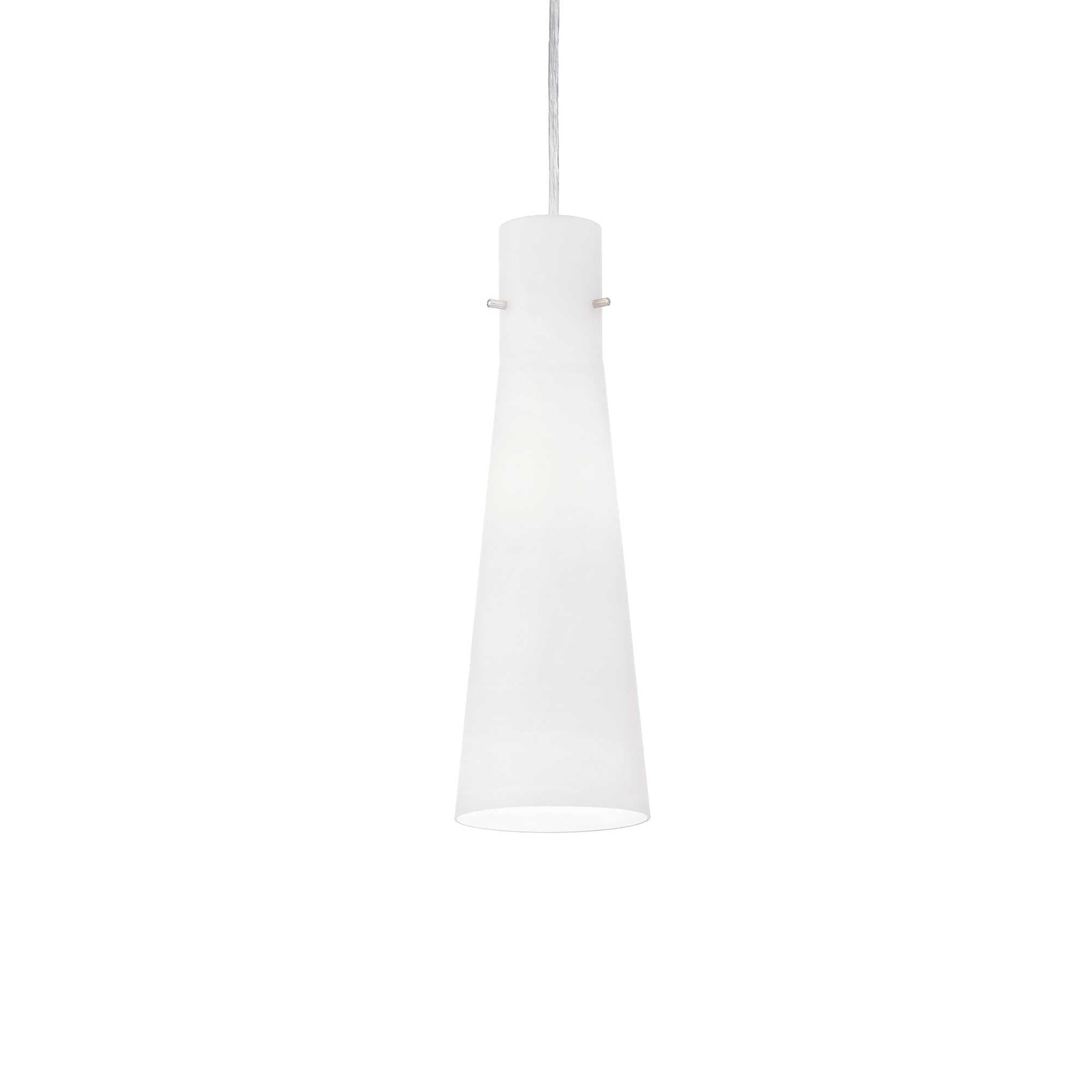 Lustra suspendata con de sticla opalina alba, soclu E27, cablu transparent, design italian minimalist