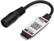 Mini controler RGB LED Bluetooth, intrare 5-24V DC, iesire 4 pini V+GRB, conector DC 2.1mm