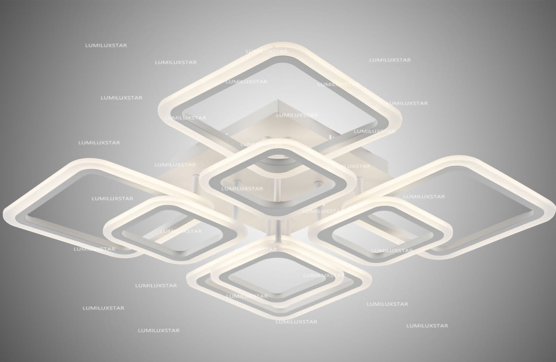 Lustra LED 192W 9800 lumeni, telecomanda WiFi 2.4G, design geometric patrat, lumina calda/neutra/rece reglabila