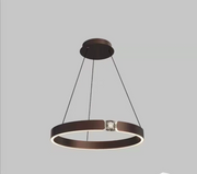 Lustra LED inel suspendata 44W 2000lm, 3 temperaturi culoare, finisaj maro-inchis cu element decorativ cristal acrilic
