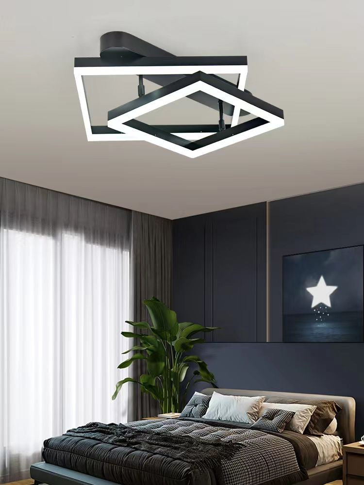 Plafoniera LED neagra 120W cu telecomanda WiFi, lumina reglabila calda/neutra/rece, montaj tavan dormitor modern