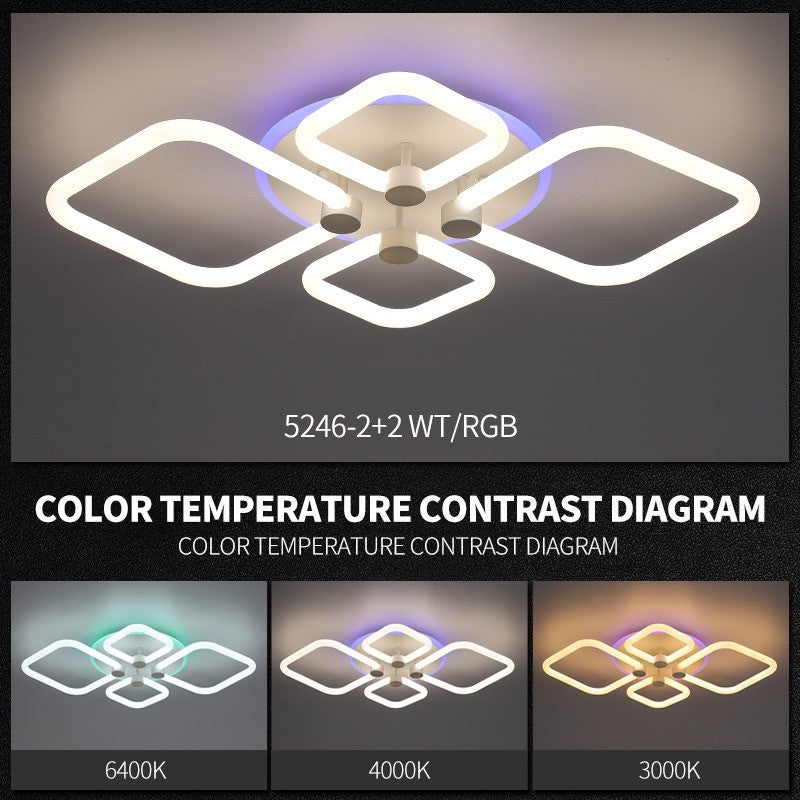 Plafoniera LED patrate acrilice cu contrast temperaturi culoare 3000K, 4000K, 6400K si retroiluminare RGB