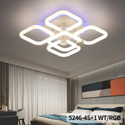 Plafoniera LED 70W cu 5 patrate acrilice, retroiluminare RGB, montaj tavan, lumina 360 grade, dormitor modern