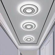 Plafoniera LED rotunda 100W 2500lm, montaj tavan hol, design circular cu inele concentrice, lumina calda/neutra/rece