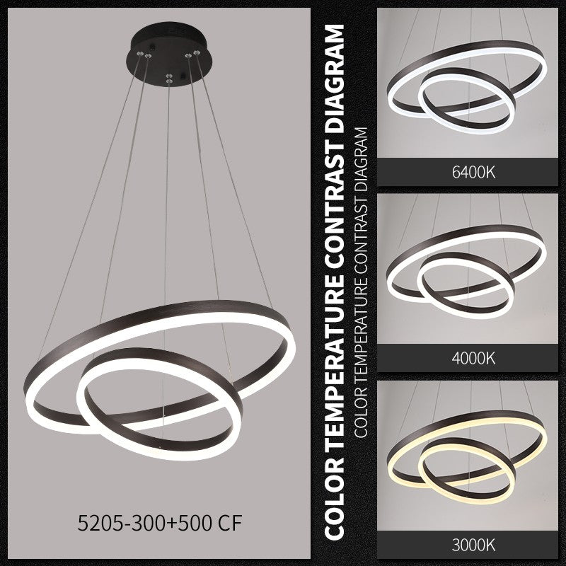 Lustra LED 2 inele maro - contrast temperaturi culoare 3000K, 4000K si 6400K selectabile