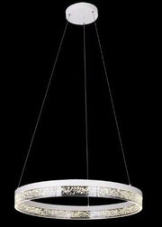 Lustra LED ring 44W, 2000lm, design circular cu efect bule transparente, lumina reglabila, suspendata