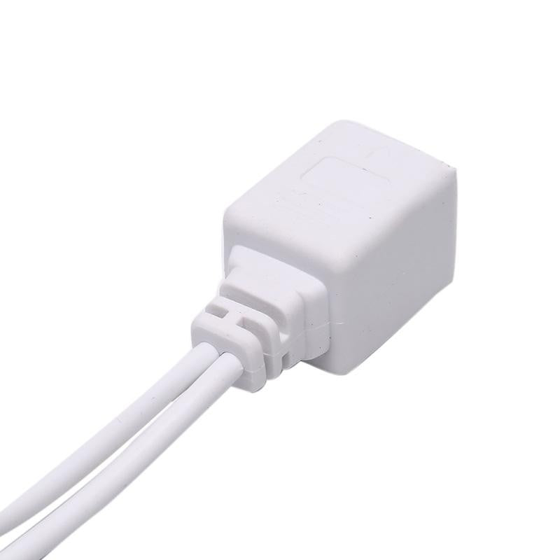 Cablu pasiv POE, detaliu conector splitter RJ45 mama cu iesiri duble de cablu alb