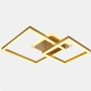 Plafoniera LED auriu doua patrate intersectate, 160W, 4000 lm, lumina calda/neutra/rece, telecomanda WiFi