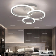 Plafoniera LED 3 cercuri 74W, lumina calda/neutra/rece reglabila, montaj tavan, design geometric alb mat