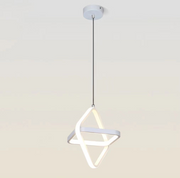 Pendul LED 26W geometric cu doua patrate rotite, finisaj alb mat, lumina calda neutra rece selectabila