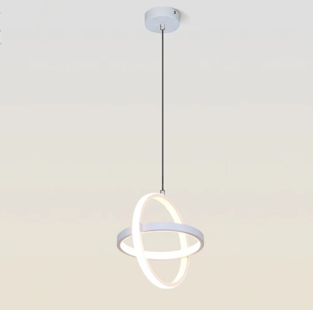 Lustra LED suspendata 23W, 2 cercuri intersectate, lumina calda/neutra/rece, IP20, design modern alb