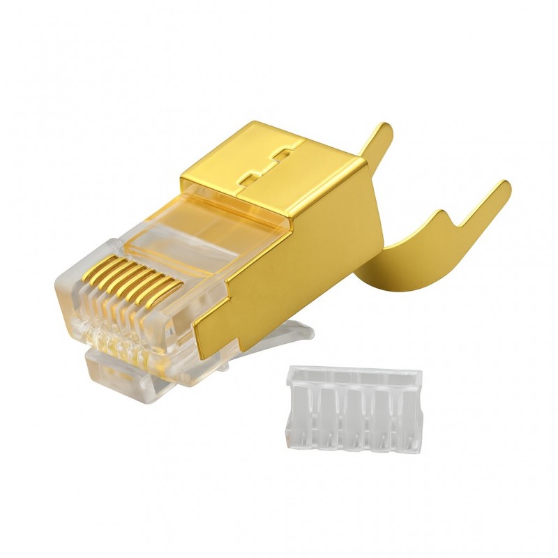 Mufa RJ45 CAT 8 S/FTP aurita, 40Gbps, cu capac separator fire inclus, vedere detaliata
