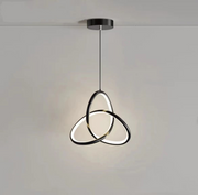 Lustra LED suspendata 20W, design trifoi negru mat, lumina calda, montaj tavan interior