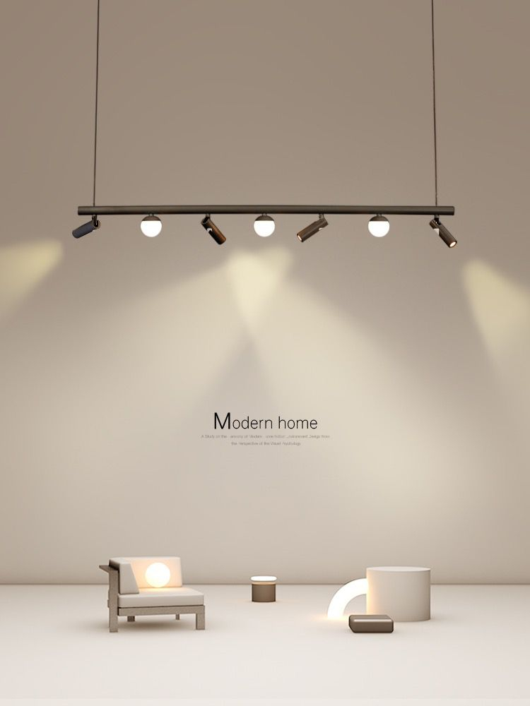 Lustra bara LED 27W 4000K cu 6 spoturi orientabile suspendata, lumina neutra pentru interior modern