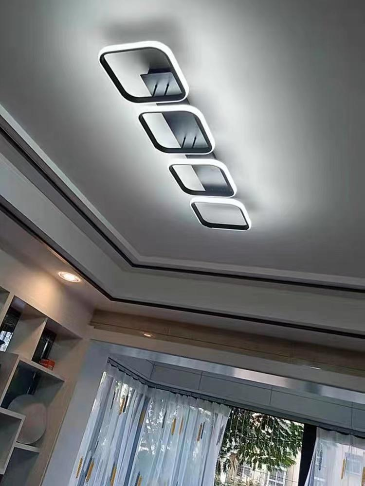 Plafoniera LED 4 patrate negru 96W montaj tavan, lumina reglabila calda neutra rece, design modern living