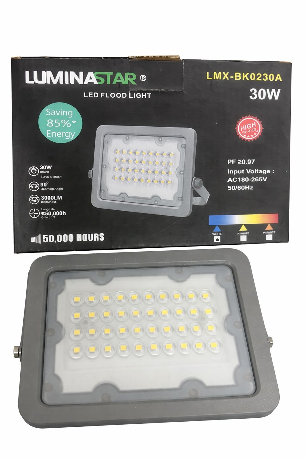 Proiector LED exterior 30W 3000lm, unghi 90 grade, carcasa gri cu matrice SMD si suport reglabil