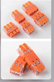 Conector rapid push 250V 32A cu manere portocalii, set mai multe variante de conectori pentru instalatii electrice