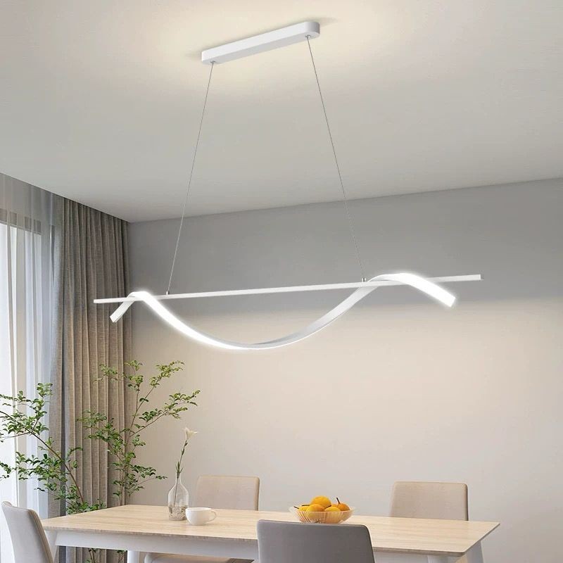 Lustra LED val suspendata deasupra mesei de dining, 1750 lumeni, telecomanda WiFi, cablu reglabil 100 cm