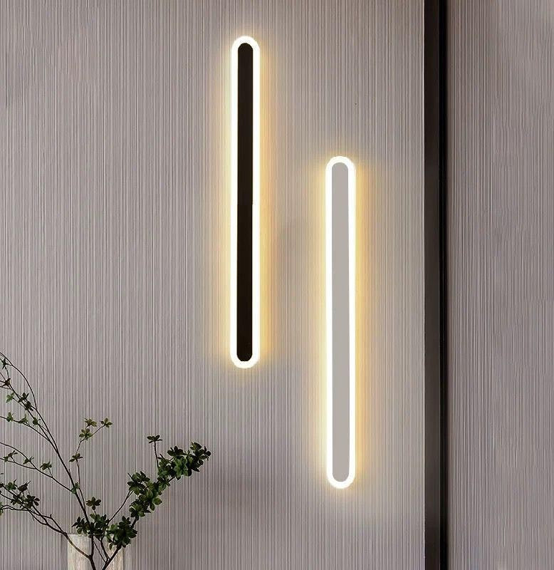 Aplica LED bar verticala pe perete, variante negru si alb, lumina calda ambientala, design slim