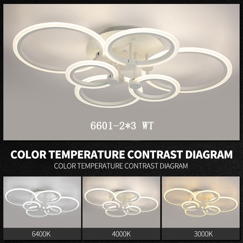 Lustra LED cu inele acril - contrast temperaturi de culoare 3000K, 4000K si 6400K