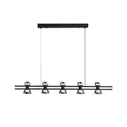 Lustra LED suspendata 5 surse, 18W, 1800 lumeni, 4000K, structura neagra mata cu abajururi crom