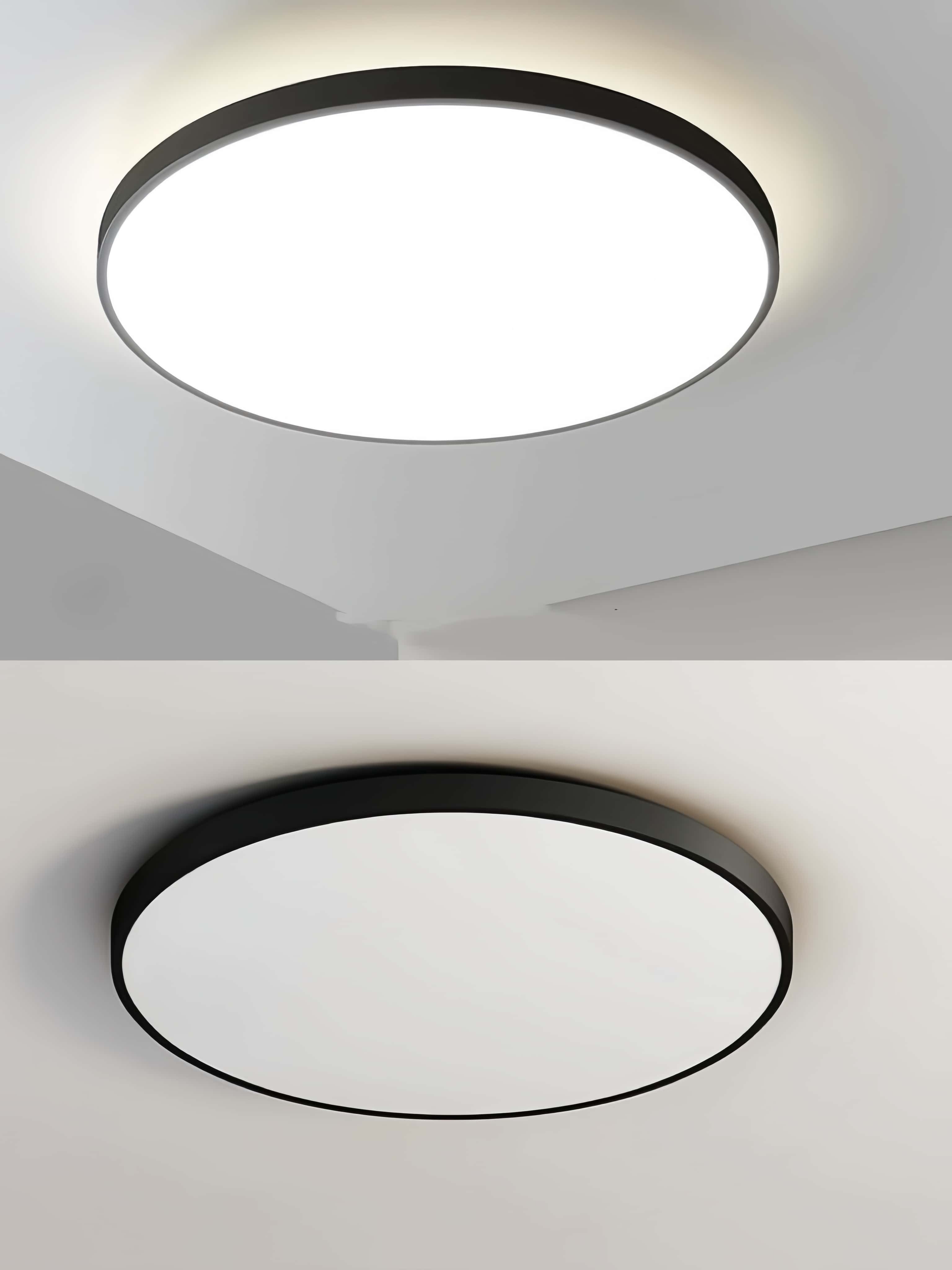 Plafoniera LED rotunda rama neagra, aprinsa si stinsa, difuzor acrilic mat, design minimalist