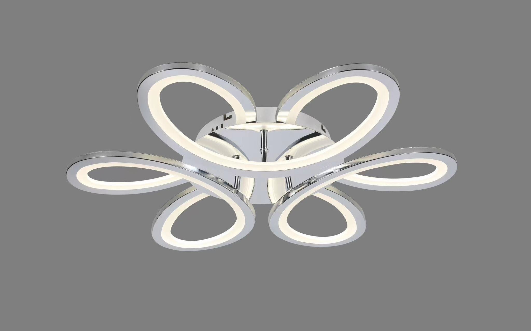 Plafoniera LED 126W forma fluture, finisaj crom, lumina calda/neutra/rece reglabila, montaj tavan