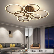 Lustra LED 8 inele negru 160W 8000lm, montaj tavan, lumina reglabila calda neutra rece, living modern