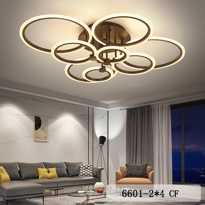 Lustra LED 8 inele negru 160W 8000lm, montaj tavan, lumina reglabila calda neutra rece, living modern