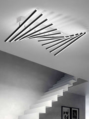 Lustra LED 228W cu bare in evantai, 3 temperaturi culoare 3000K-6500K, montaj tavan, design modern living