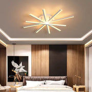 Lustra LED 150W montaj tavan, design radiant cu brate acril, lumina calda reglabila, telecomanda WiFi, dormitor modern