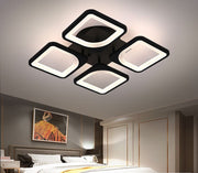 Plafoniera LED 88W cu 4 module patrate, rama maro inchis, lumina calda reglabila, montaj tavan, telecomanda WiFi