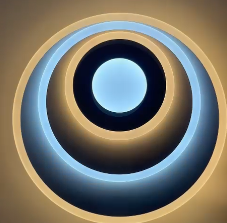 Plafoniera LED rotunda cu inele concentrice, lumina calda predominanta, temperatura 3000K-6500K reglabila