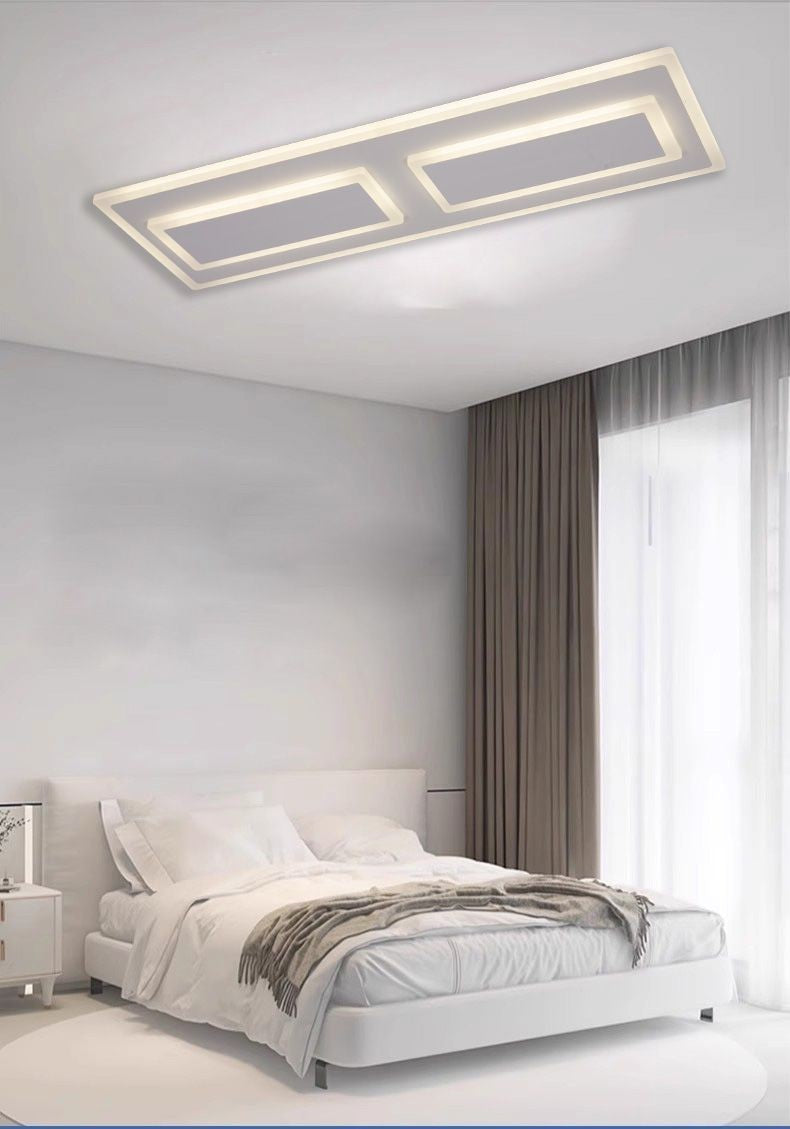 Lustra LED RGB 48W montaj tavan, design rectangular alb, lumina reglabila, ideala pentru dormitor modern