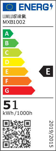 Eticheta energetica clasa E, consum 51 kWh/1000h, plafoniera LED cu telecomanda WiFi