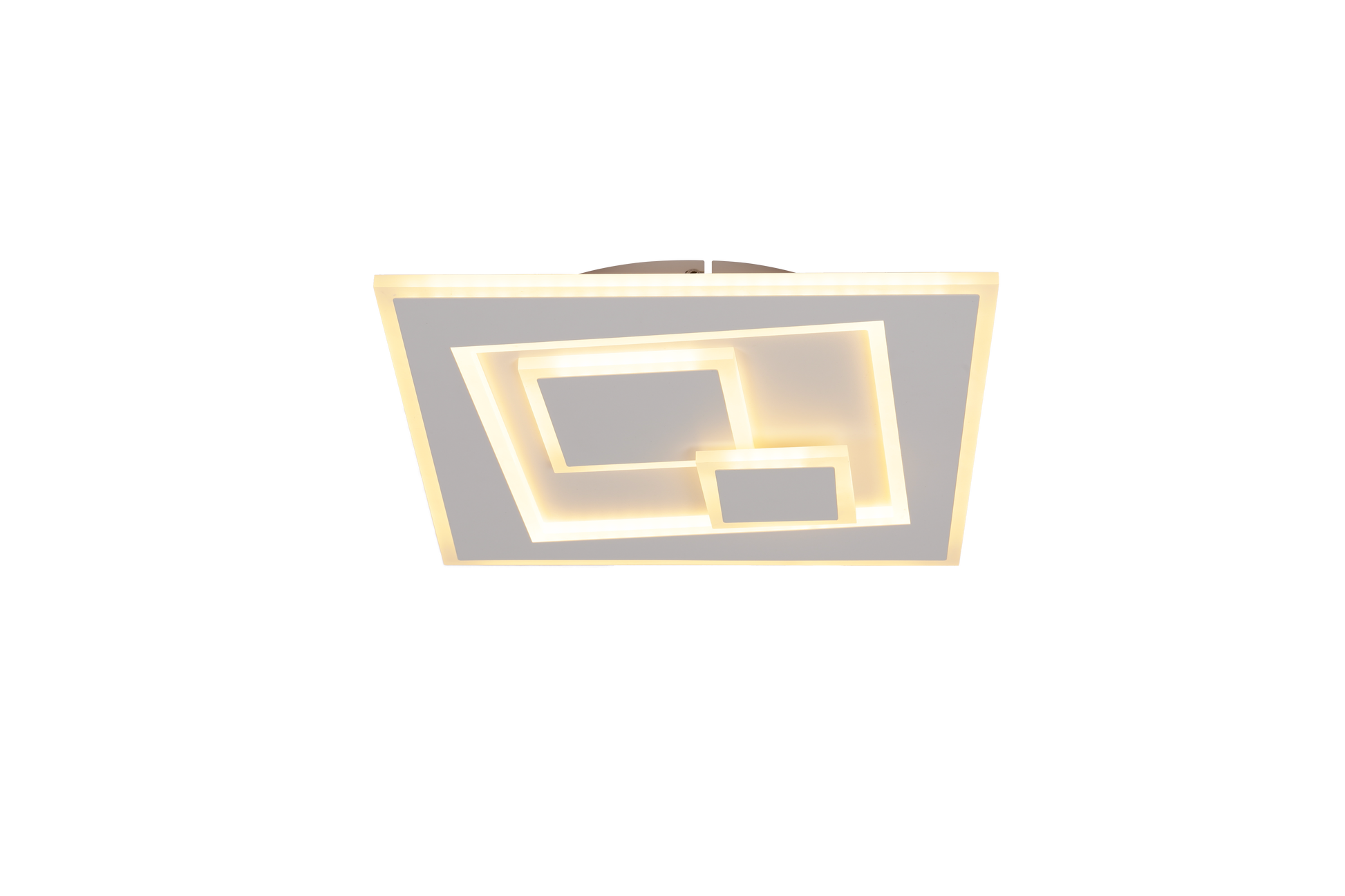 Plafoniera LED 58W cu temperatura culoare calda 3000K, patrate suprapuse luminate intens
