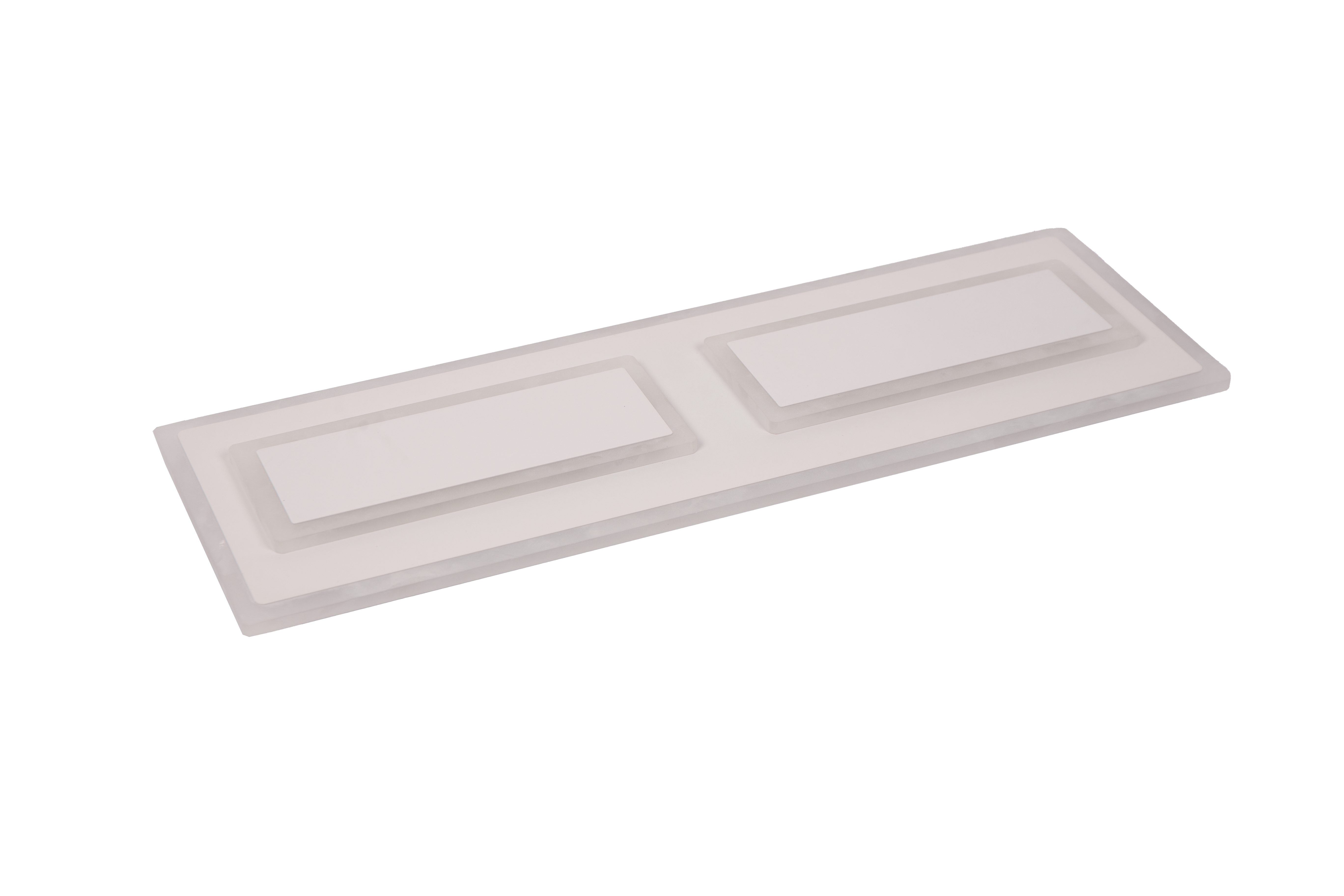 Plafoniera LED rectangulara stinsa, suprafata acril difuzor, design minimalist cu doua panouri