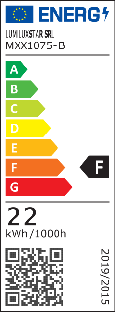 Eticheta energetica clasa F, consum 22 kWh/1000h, corp LED dreptunghi 60cm