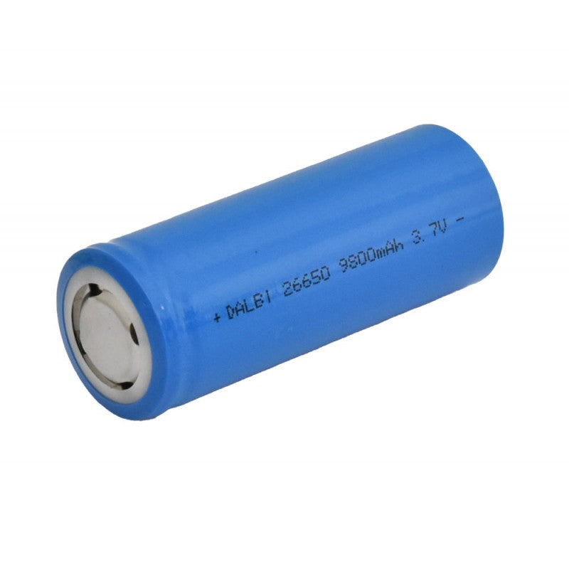 Acumulator Li-ion 26650, 9800mAh, 3.7V, reincarcabil, format cilindric albastru