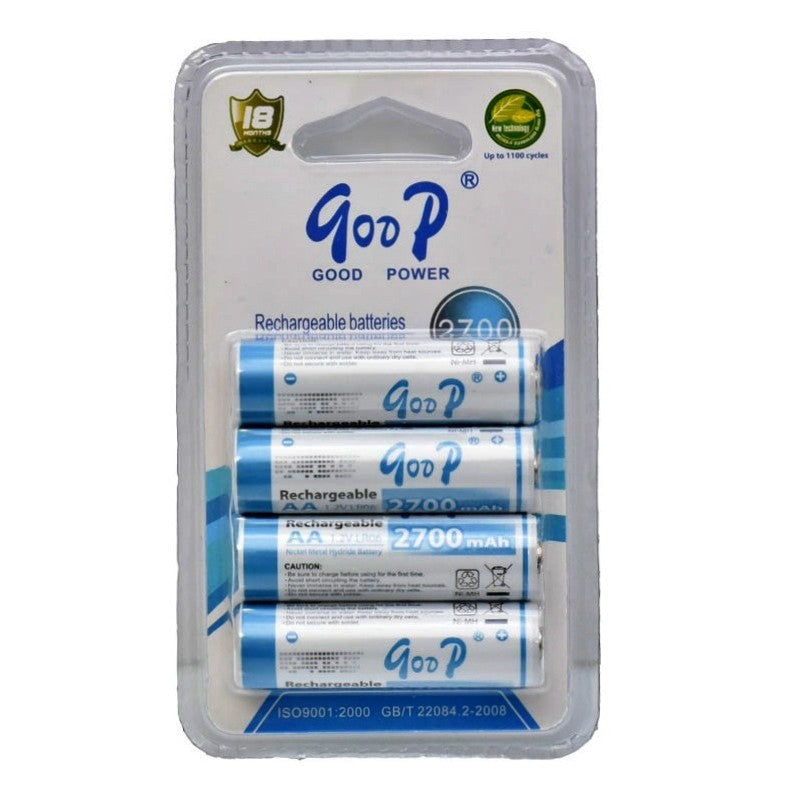 Set 4 acumulatori reincarcabili AA Ni-MH 2700mAh, 1.2V, pana la 1100 cicluri, in blister