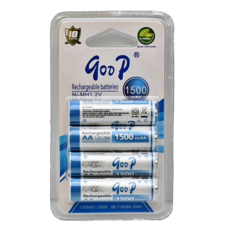 Set 4 acumulatori reincarcabili AA Ni-MH 1500mAh 1.2V, pana la 1100 cicluri, ambalaj blister