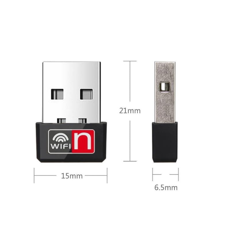 Adaptor USB Wi-Fi mini, dimensiuni 21x15x6.5mm, format ultra-compact pentru port USB