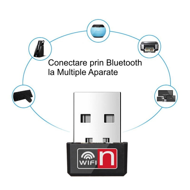 Adaptor USB Wi-Fi compatibil cu multiple dispozitive prin Bluetooth, conectare wireless versatila