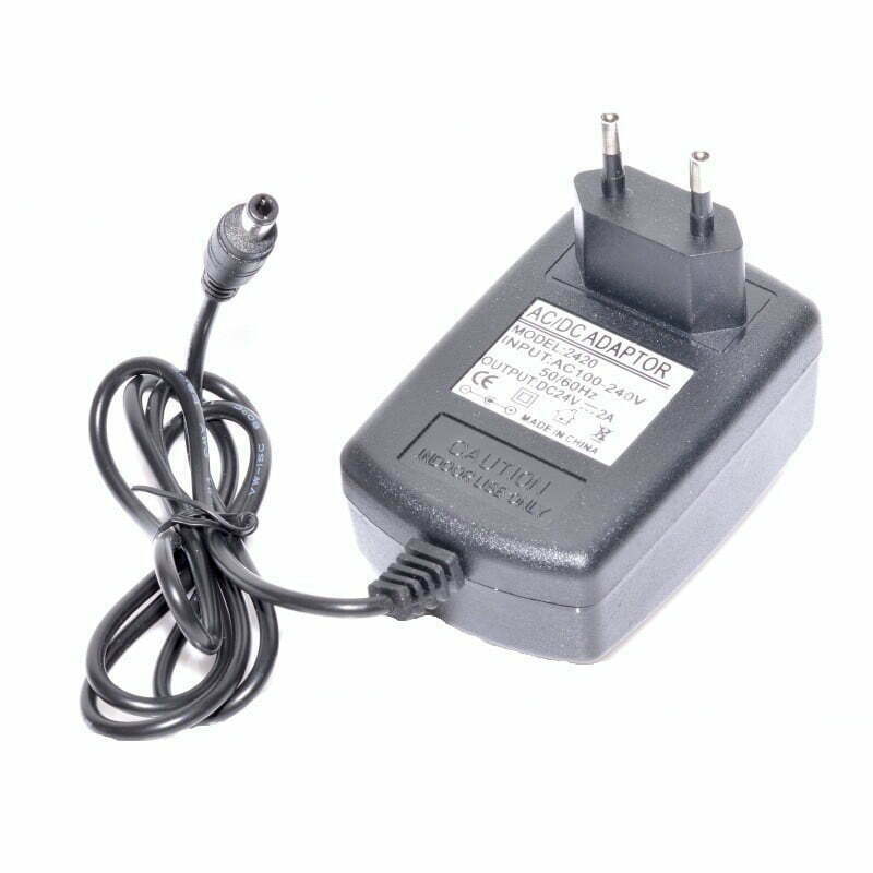 Alimentator AC/DC 24V 2A cu mufa 2.1mm si steker EU, intrare 100-240V, pentru benzi LED