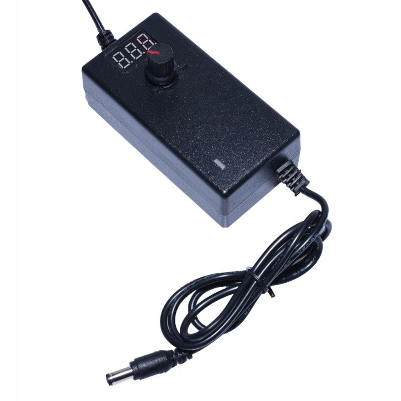 Alimentator reglabil 3V-24V cu afisaj LED rosu si buton de reglaj, detaliu cablu de iesire DC