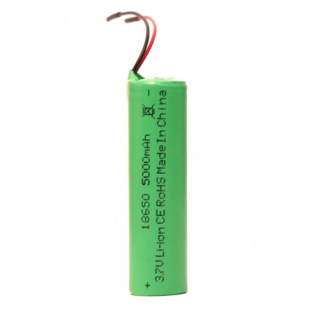Acumulator Li-Ion 18650 3.7V 5000mAh cu fire de conectare presudate, format cilindric standard