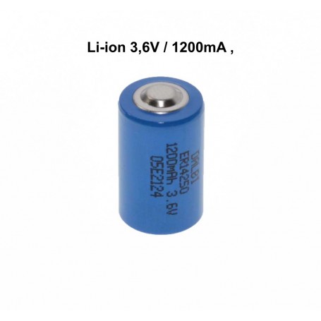Acumulator Li-ion 14250 vazut de sus, terminal pozitiv rotund, 3.6V 1200mAh